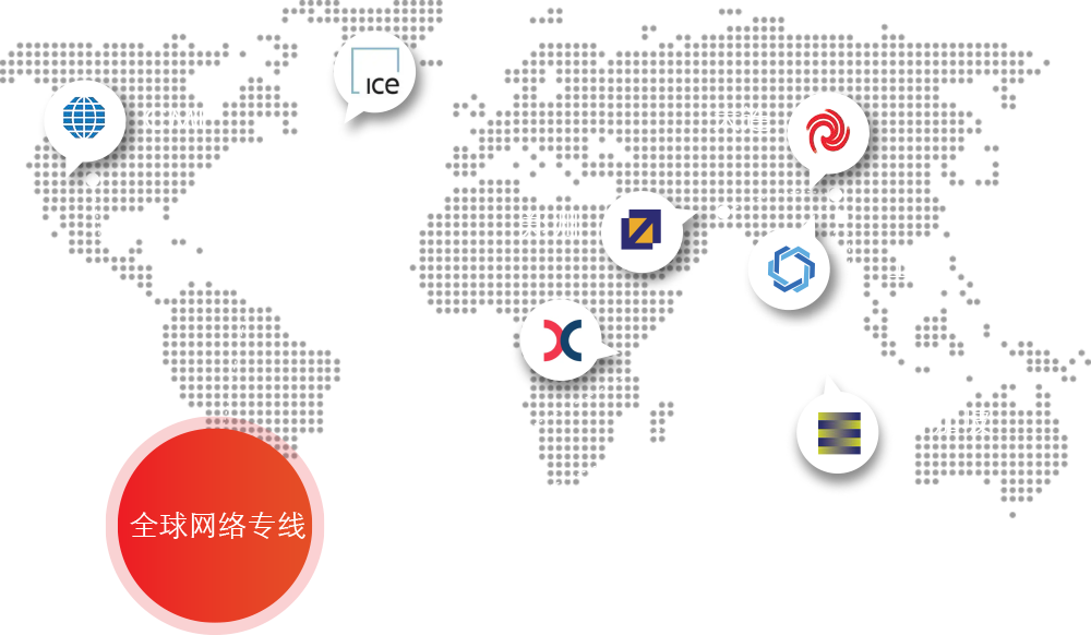 源头搭建全球网络专线与服务器节点覆盖示意图